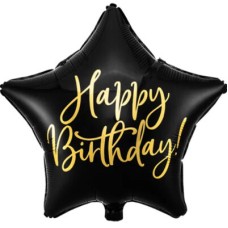 Balloon 'Happy Birthday' Star Black